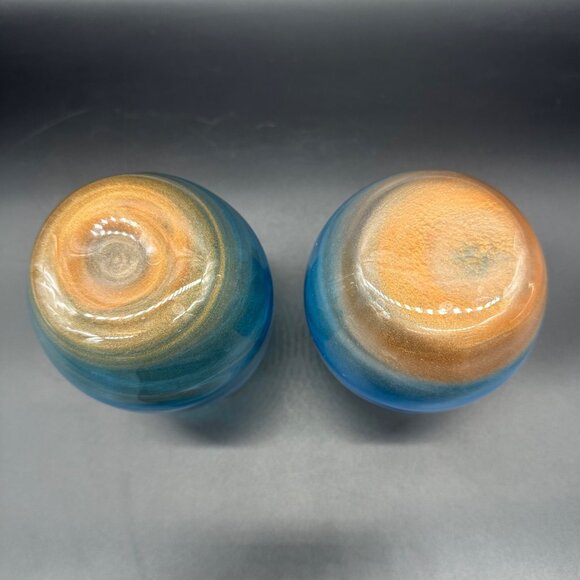 Stemless Wine Glasses Abstract Beach Blue Sandy Brown Nautical Cups Tumblers - Picture 6 of 8